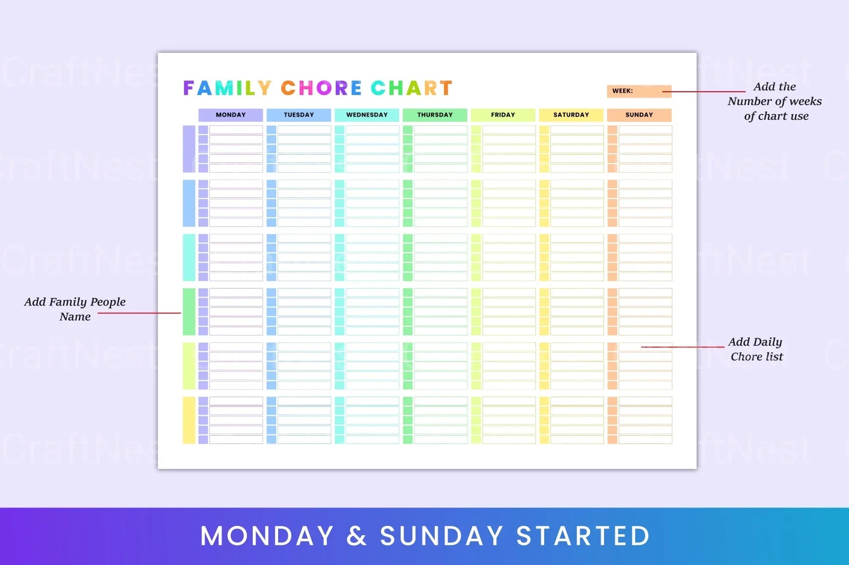 Family Chore Chart Template - CraftNest - Digital Crafting and Art