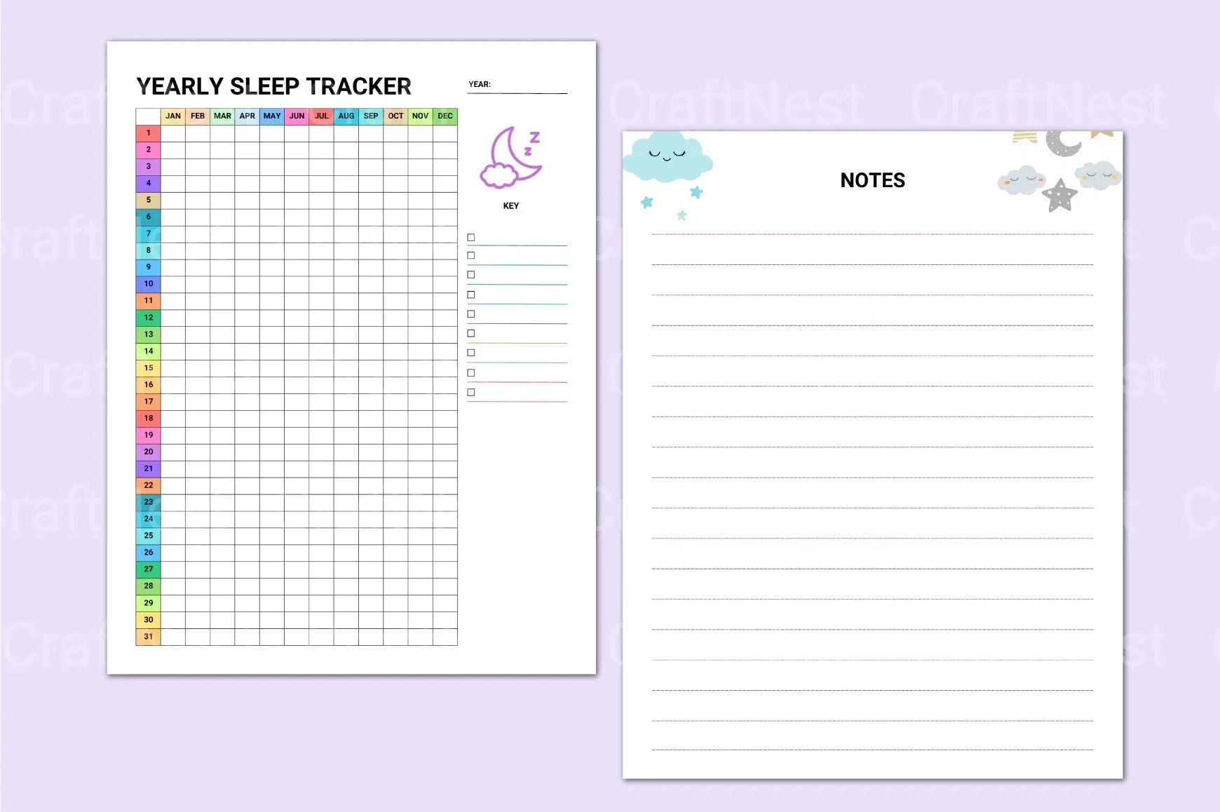 Yearly Sleep Tracker Planner - CraftNest - Digital Crafting and Art