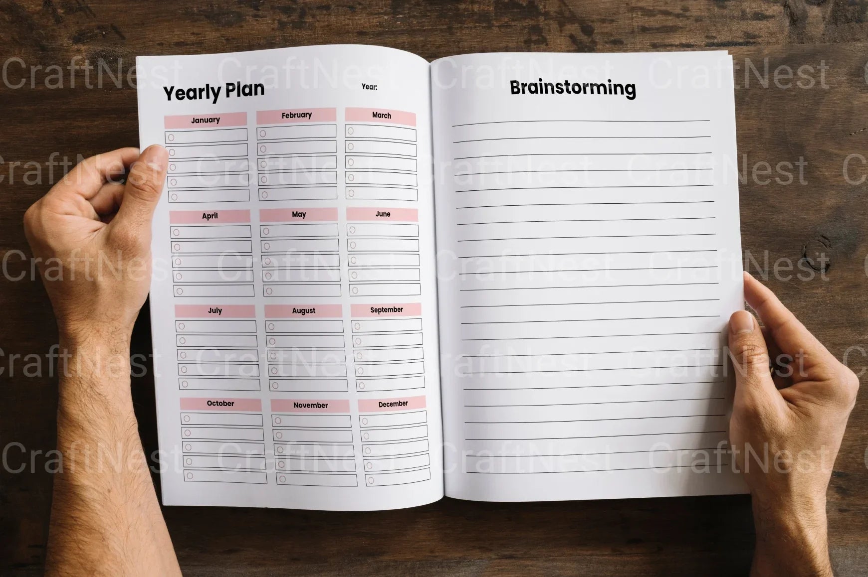 Yearly Goal Planner Canva Interior - CraftNest - Digital Crafting and Art