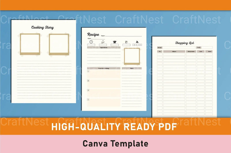 Recipe Book Design Template on Canva - CraftNest - Digital Crafting and Art