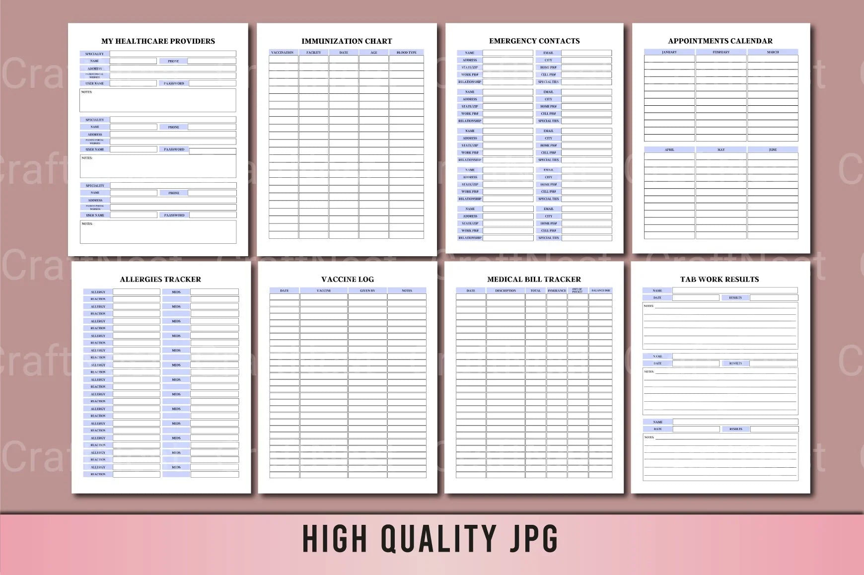 Medical Planner Template - CraftNest - Digital Crafting and Art