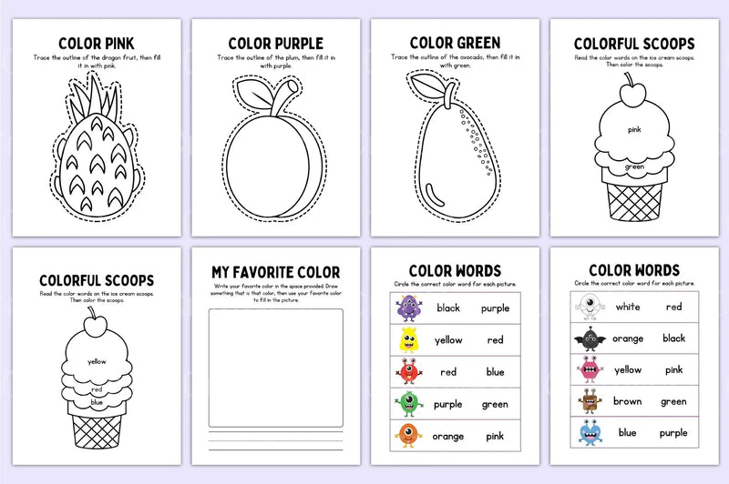 Kindergarten Colors Workbook for Kids - CraftNest - Digital Crafting and Art