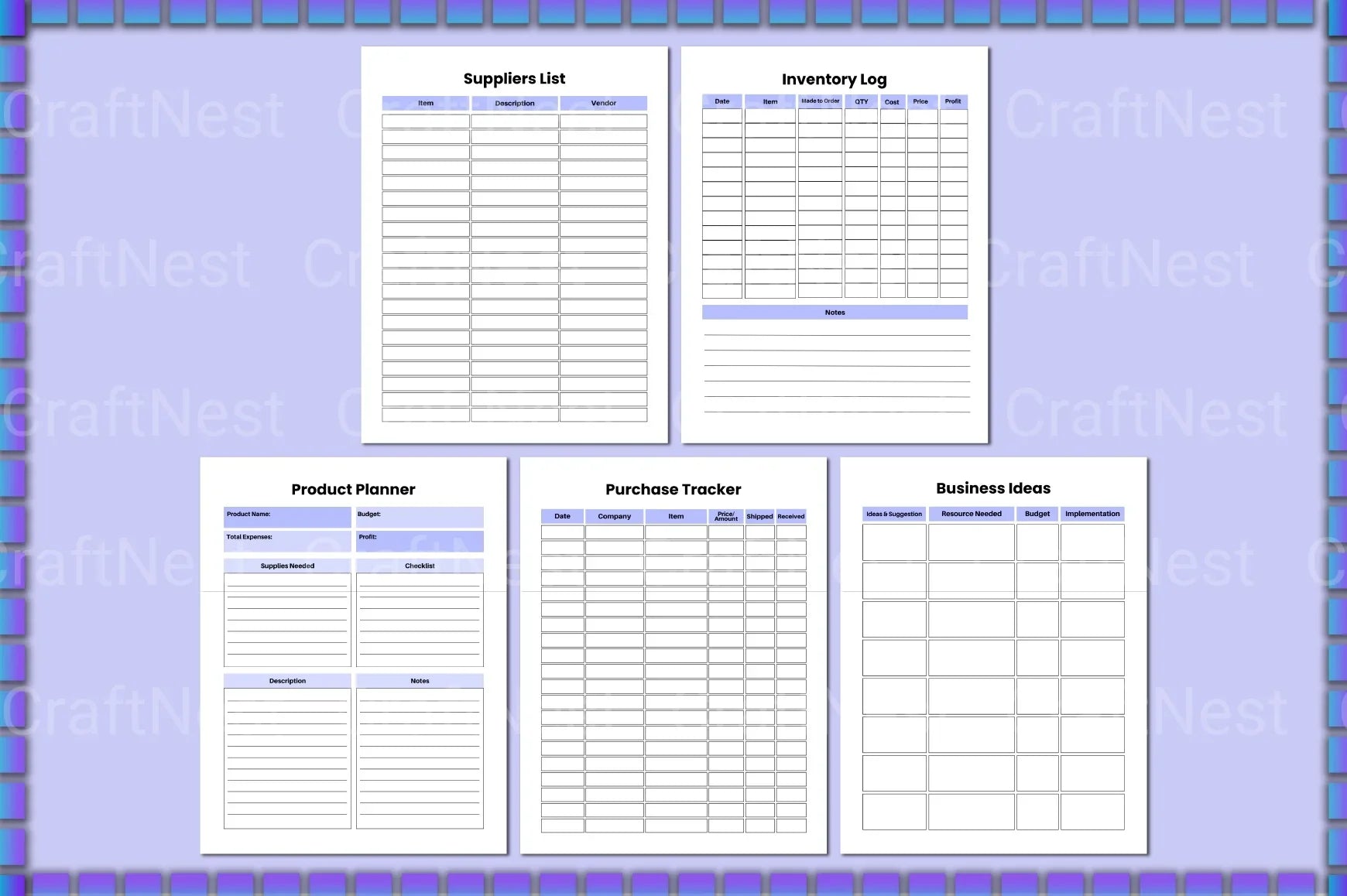 Craft Business Planner Guide - CraftNest - Digital Crafting and Art