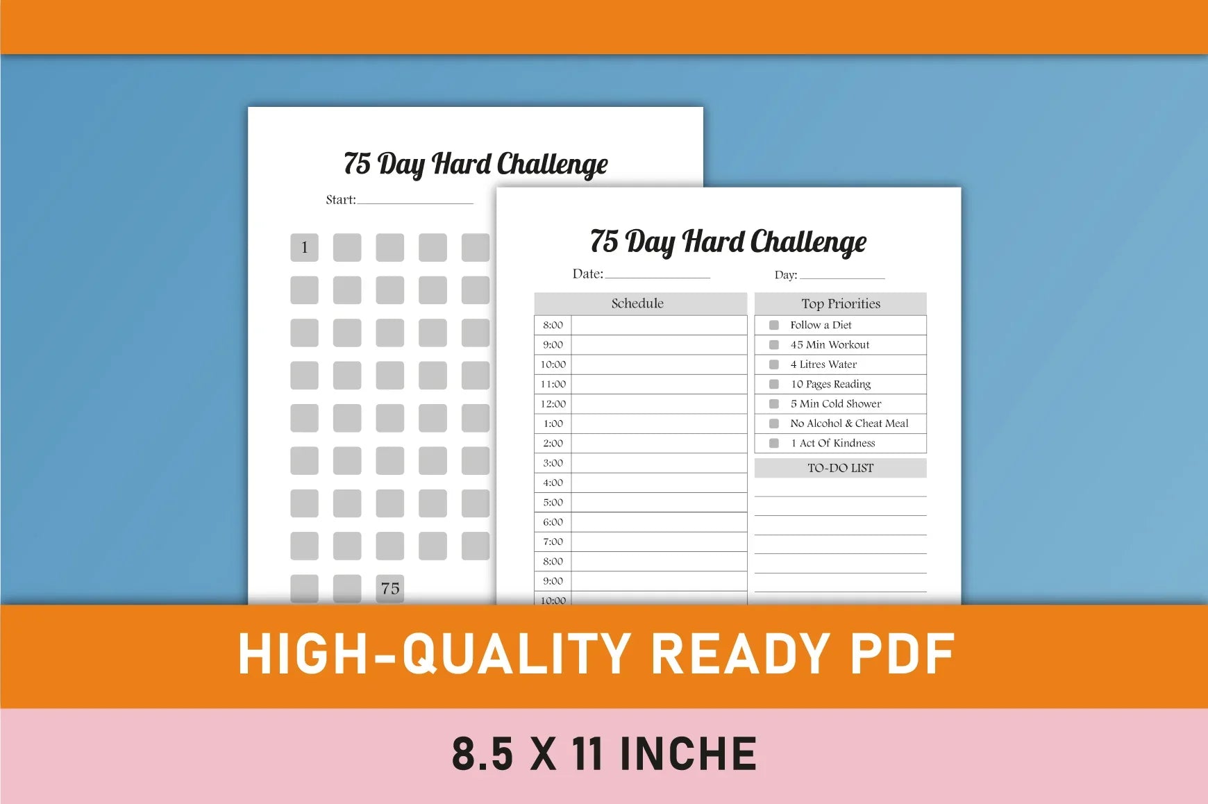Day Hard Challenge Planner - Printable Planner - CraftNest - Digital Crafting and Art