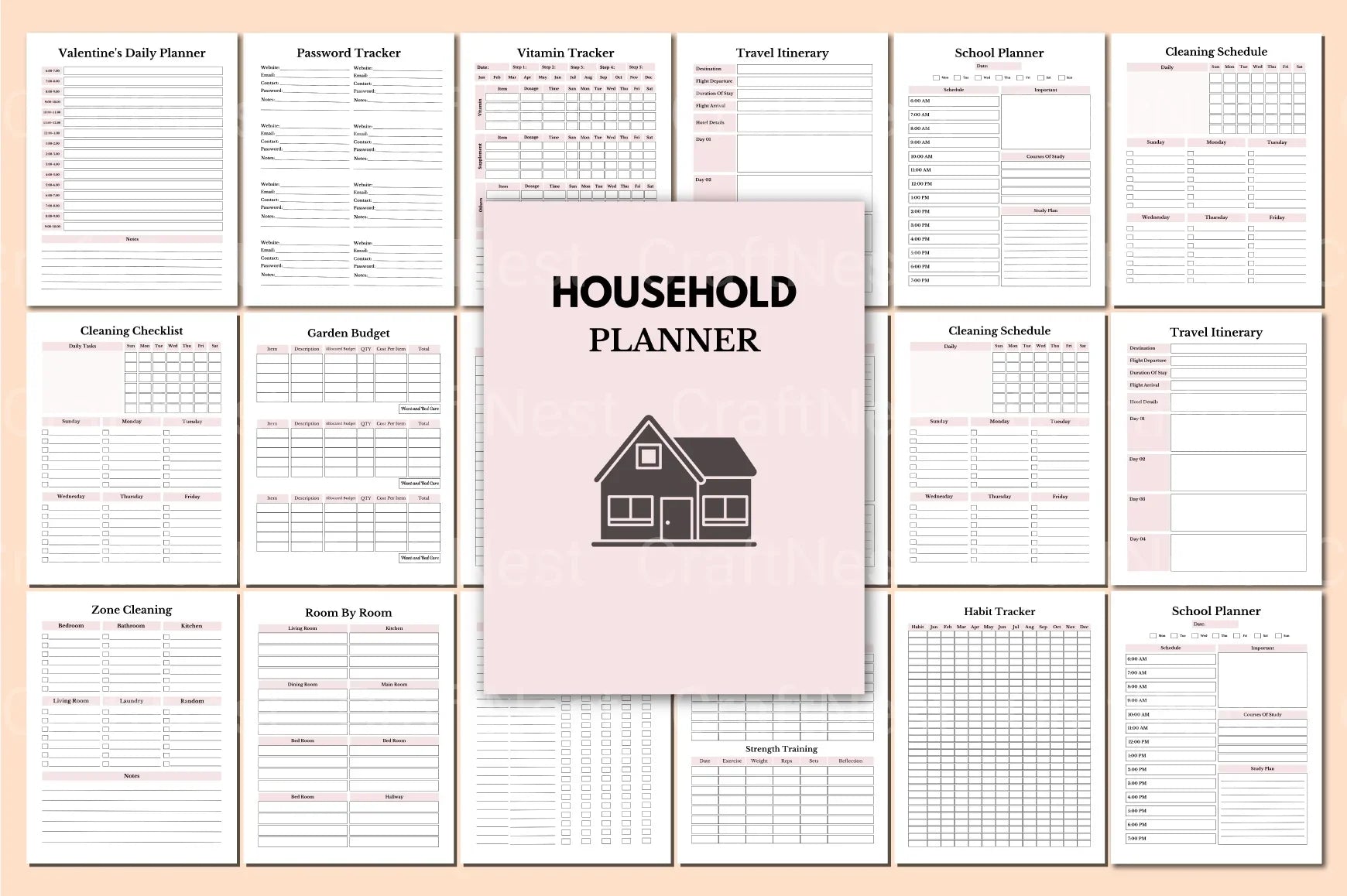 Household Planner for Efficient Home Management - CraftNest - Digital Crafting and Art