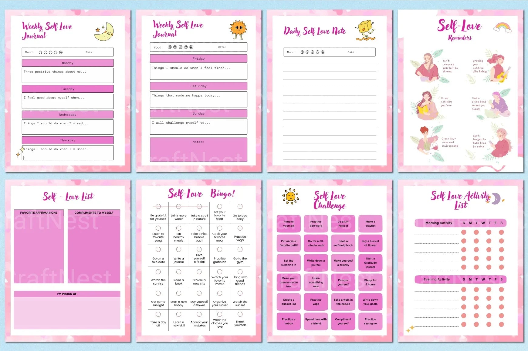 Self Love Workbook for Personal Growth - CraftNest - Digital Crafting and Art