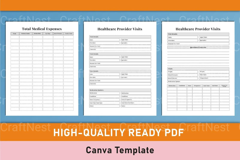 Medical Planner Template - CraftNest - Digital Crafting and Art