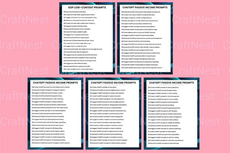 Esty Passive Income Prompts for Success - CraftNest - Digital Crafting and Art