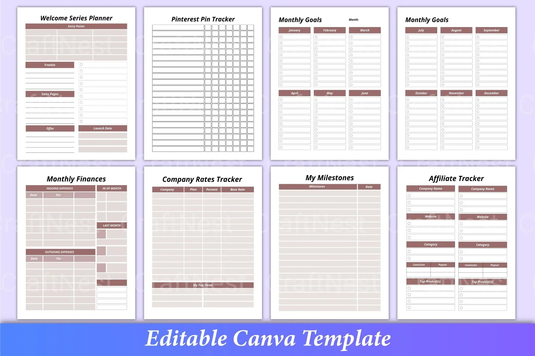 Online Business Planner Canva Template - CraftNest - Digital Crafting and Art