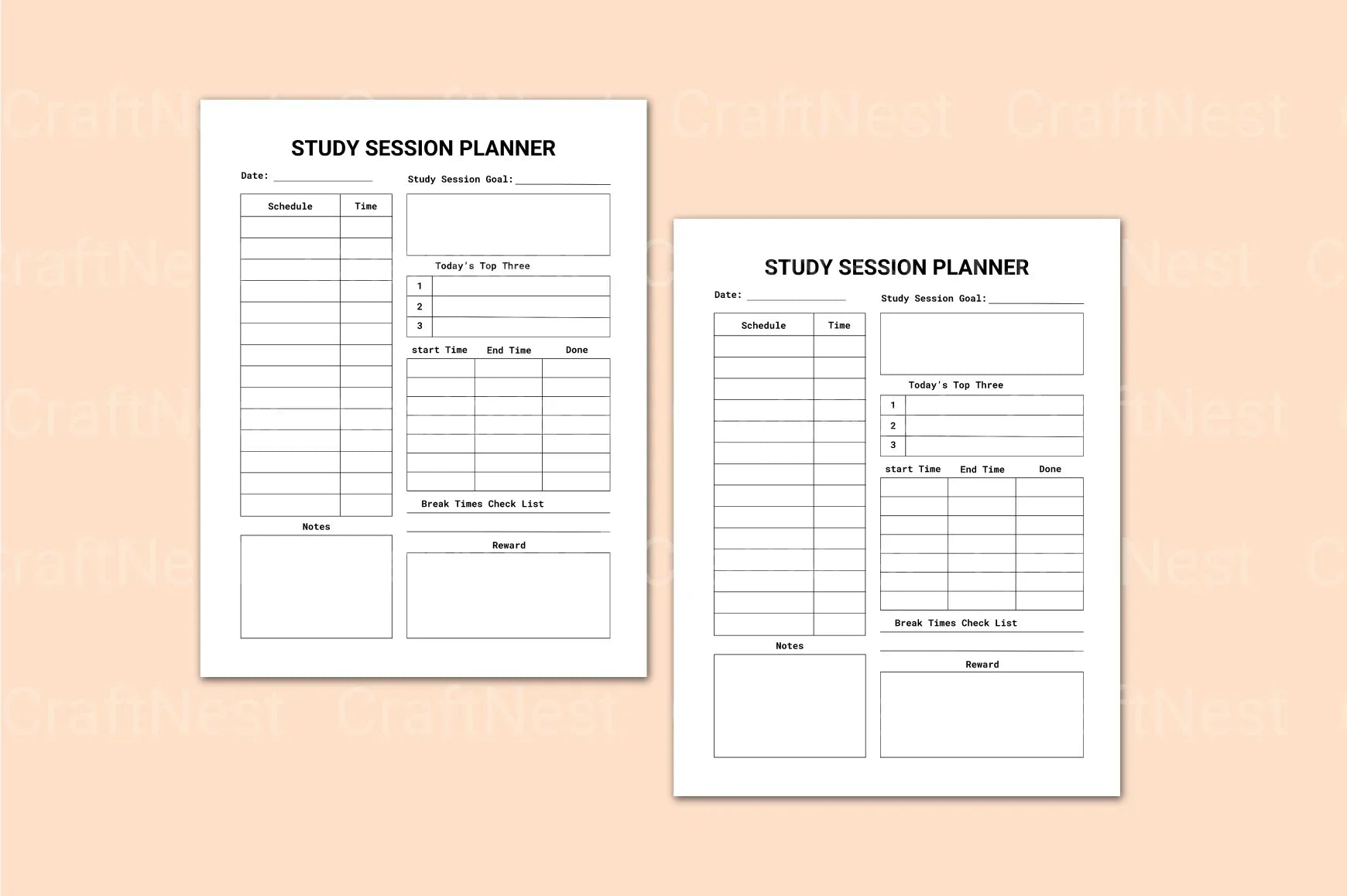 Study Session Planner for Effective Time Management - CraftNest - Digital Crafting and Art