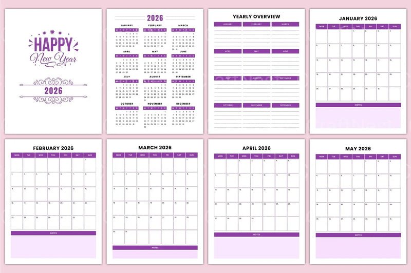 Yearly Monthly Planner Template - CraftNest - Digital Crafting and Art