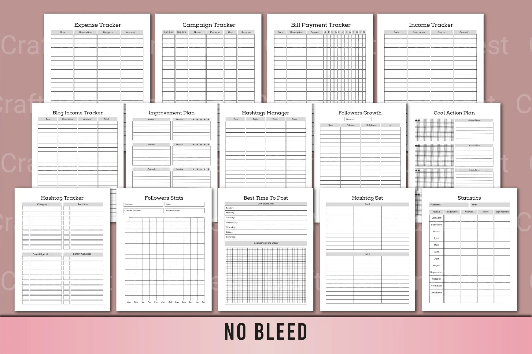 Social Media Planner Template - CraftNest - Digital Crafting and Art
