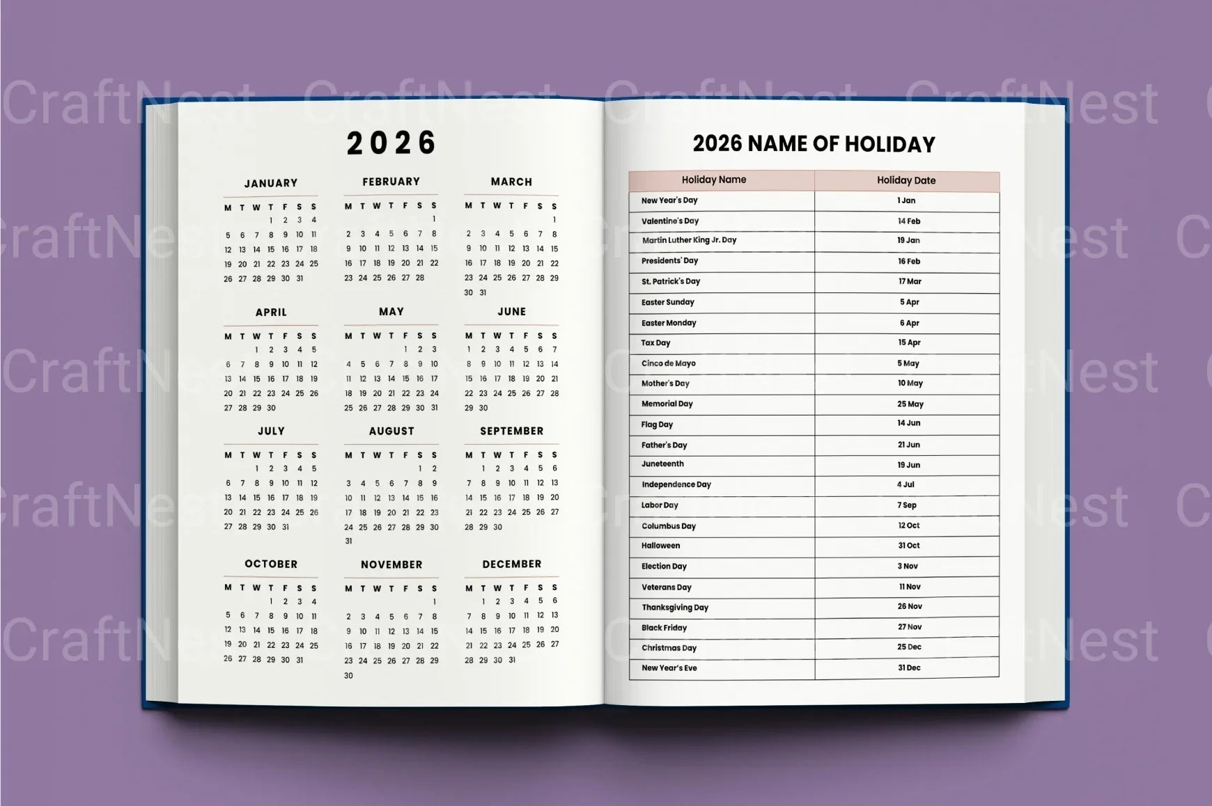 Daily Agenda Planner - CraftNest - Digital Crafting and Art