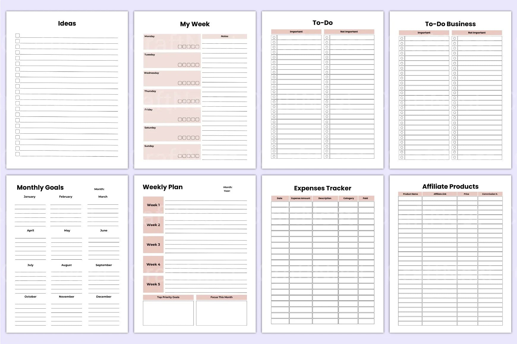 Side Hustle Planner for Entrepreneurs - CraftNest - Digital Crafting and Art