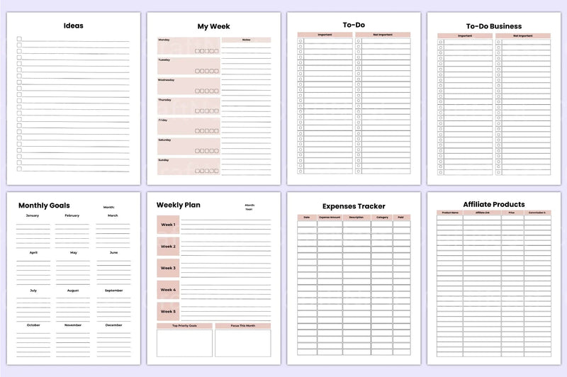 Side Hustle Planner for Entrepreneurs - CraftNest - Digital Crafting and Art