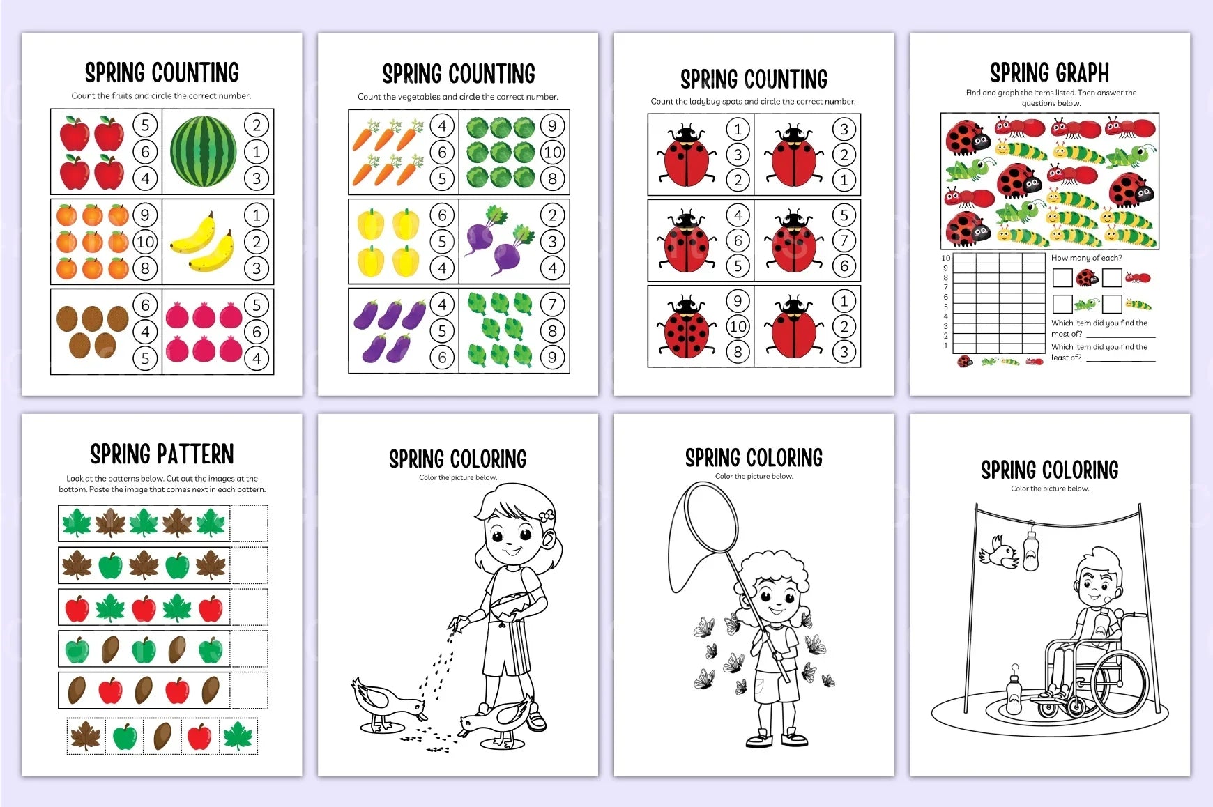 Kindergarten Spring Workbook for Early Learning - CraftNest - Digital Crafting and Art
