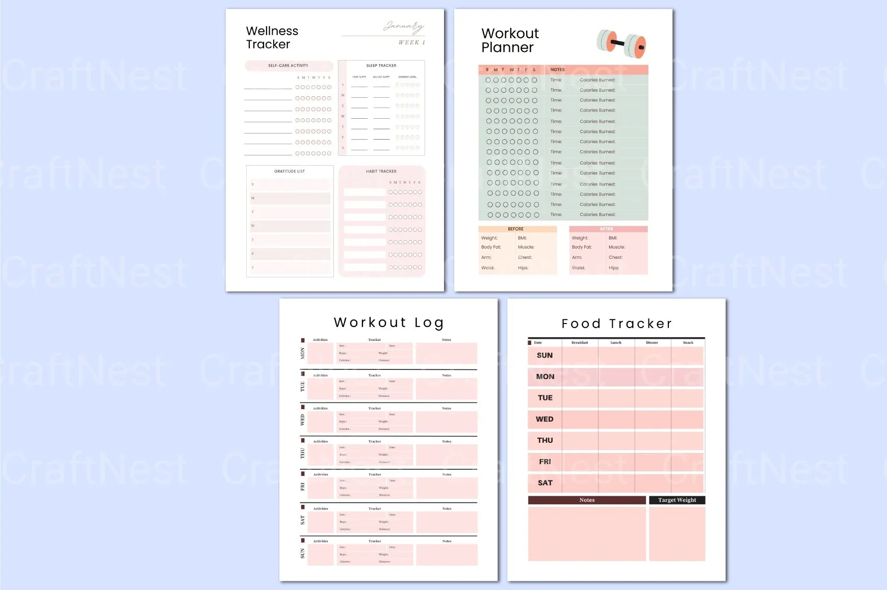 Fitness Meal Planning Workbook - CraftNest - Digital Crafting and Art