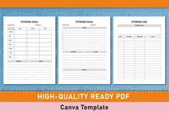 Customizable Fitness Planner Canva Template - CraftNest - Digital Crafting and Art