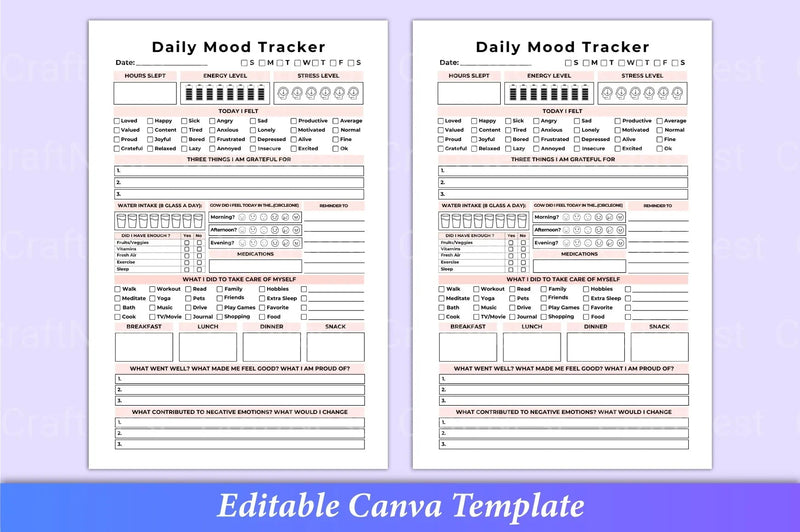 Daily Mood Tracker: Track Your Emotions - CraftNest - Digital Crafting and Art