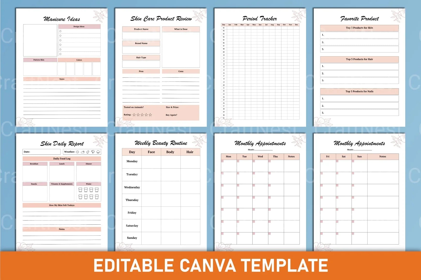 Beauty Planner Canva Template - CraftNest - Digital Crafting and Art