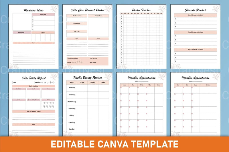 Beauty Planner Canva Template - CraftNest - Digital Crafting and Art