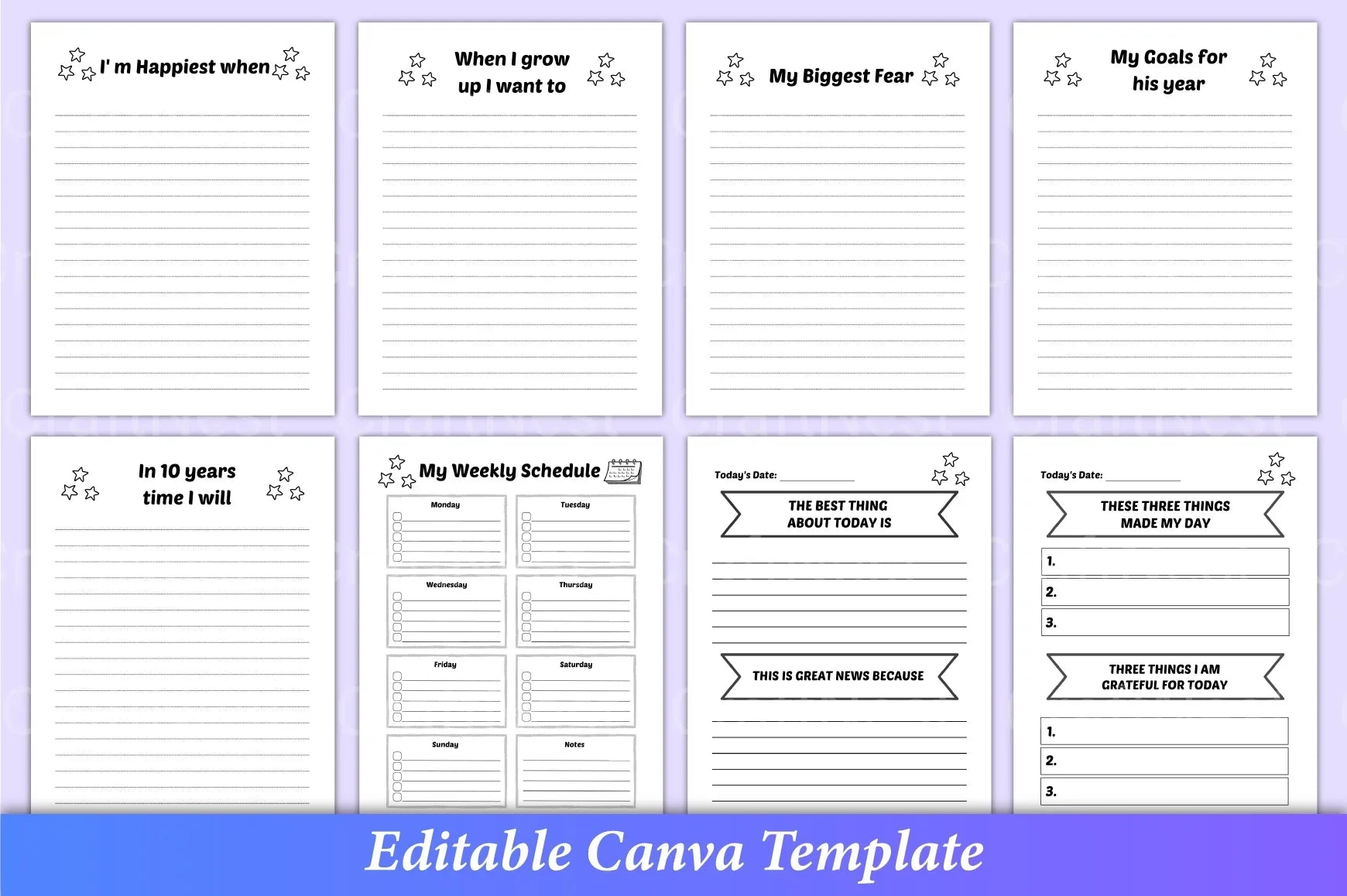 Gratitude Journal for Kids Canva Interior - CraftNest - Digital Crafting and Art