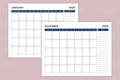 Landscape Monthly Calendar 2024 - CraftNest - Digital Crafting and Art