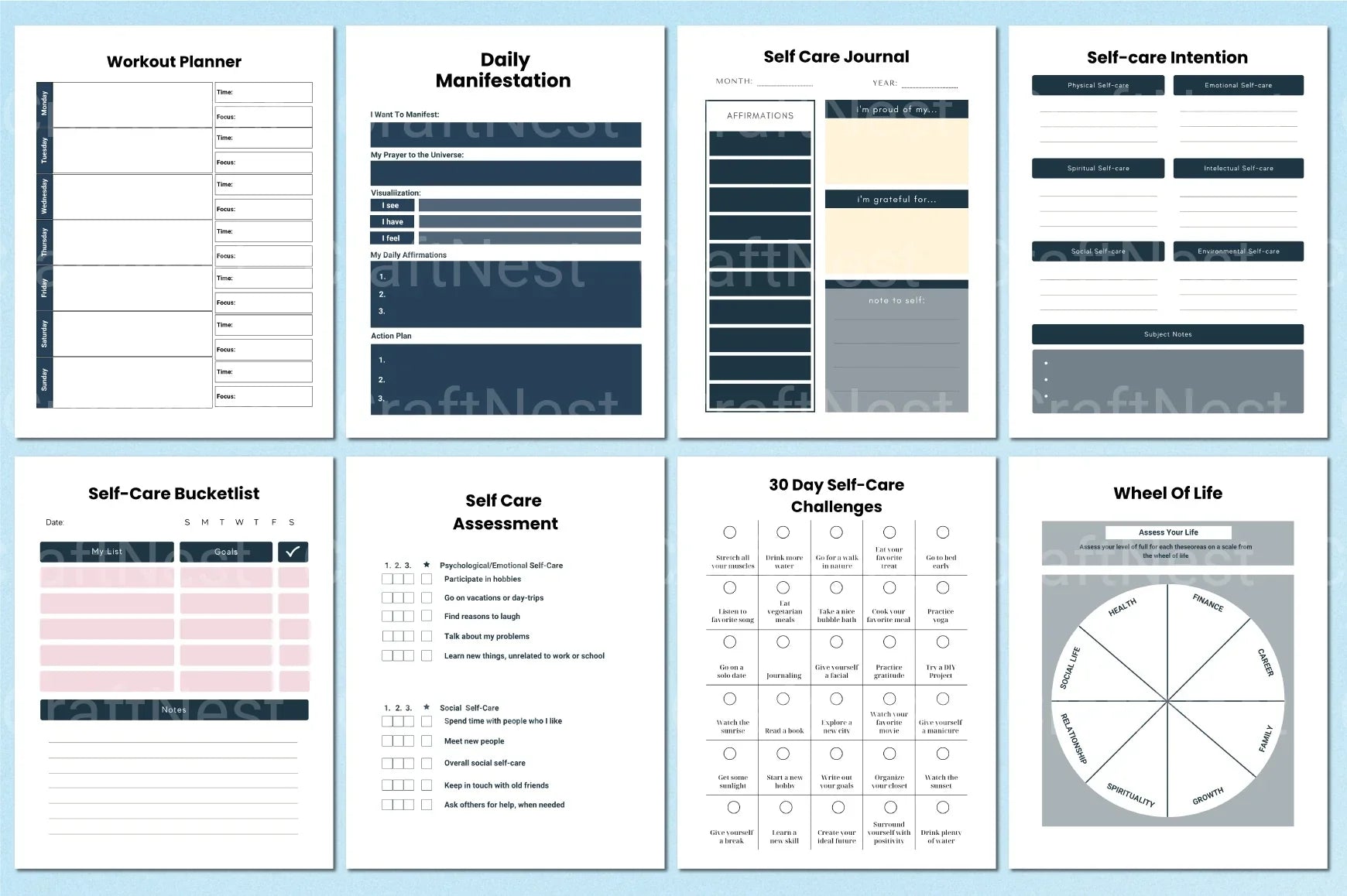Mental Health Planner for Wellness and Self-Care - CraftNest - Digital Crafting and Art