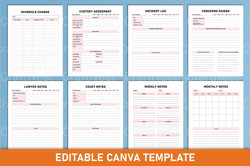 Child Custody Binder Canva Interior Template - CraftNest - Digital Crafting and Art