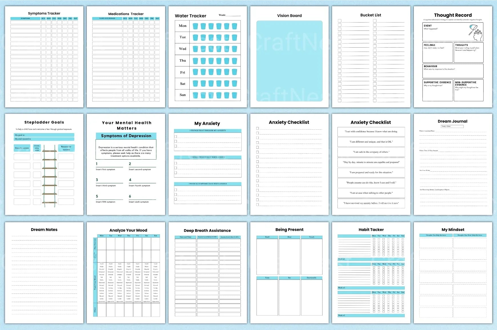 Anxiety and Depression Workbook - CraftNest - Digital Crafting and Art