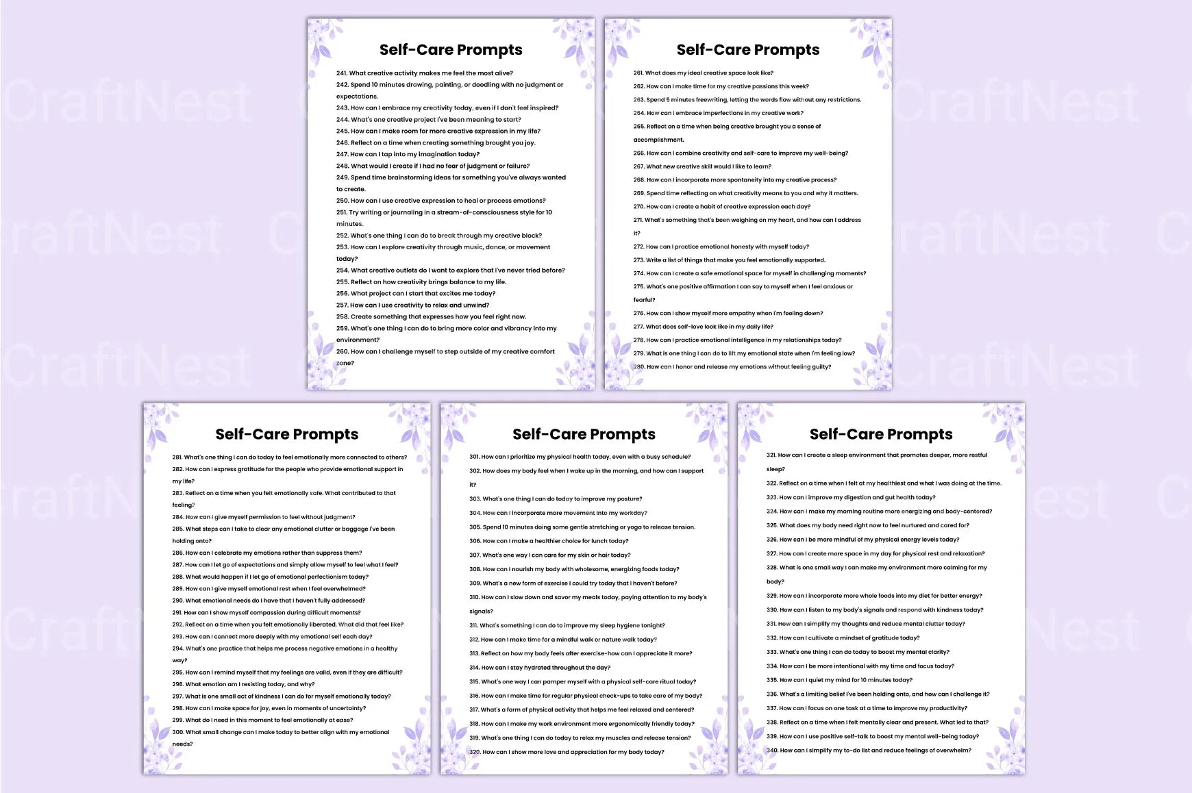 Self Care Prompts for Mindful Living - CraftNest - Digital Crafting and Art