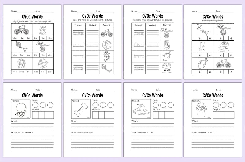 Kindergarten CVCE Workbook for Early Literacy Skills - CraftNest - Digital Crafting and Art