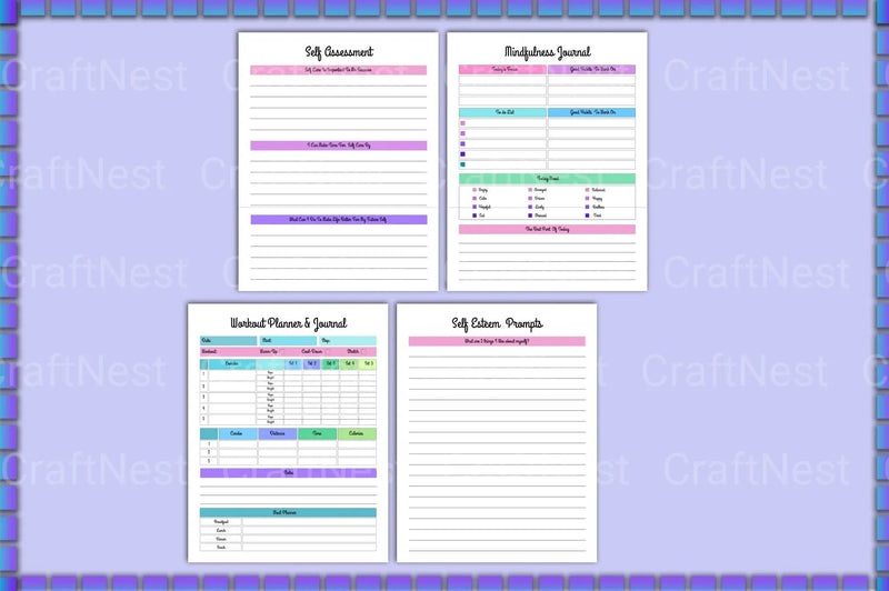 Self Esteem Workbook with Prompts for Personal Growth - CraftNest - Digital Crafting and Art