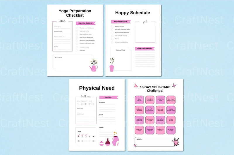 Self-Care Wellness Planner for Personal Growth - CraftNest - Digital Crafting and Art