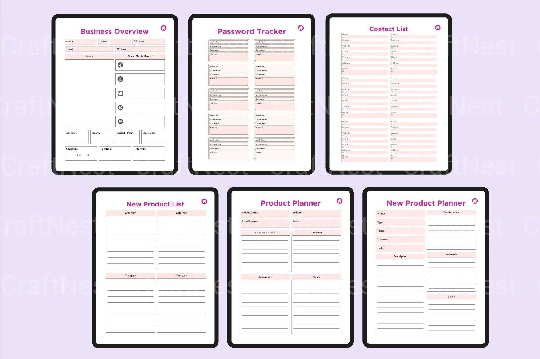 Side Hustle Planner for Entrepreneurs - CraftNest - Digital Crafting and Art