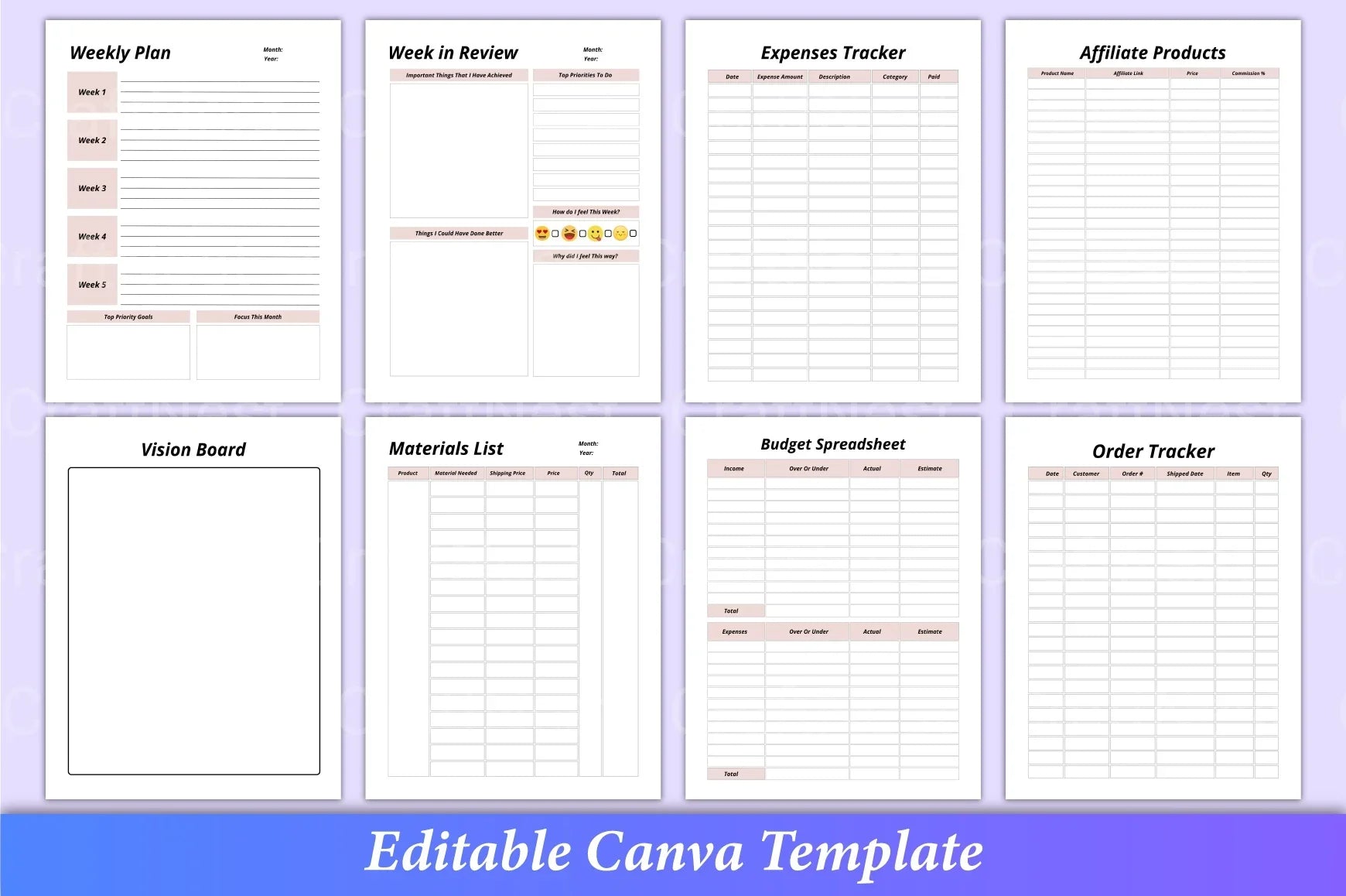 Side Hustle Planner Canva Template - CraftNest - Digital Crafting and Art