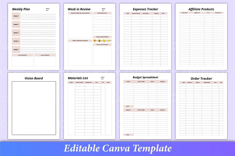 Side Hustle Planner Canva Template - CraftNest - Digital Crafting and Art