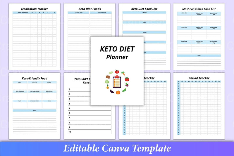 Keto Diet Planner Canva Interior - CraftNest - Digital Crafting and Art