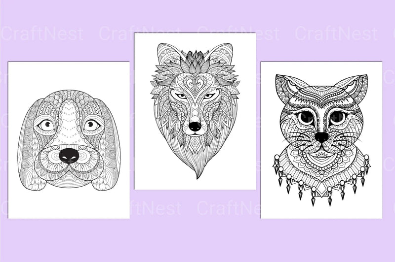 Animal Mandala Face Coloring Book - CraftNest - Digital Crafting and Art