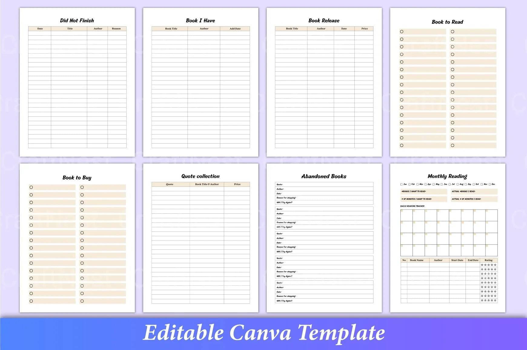 Reading Book Planner for Organized Reading - CraftNest - Digital Crafting and Art