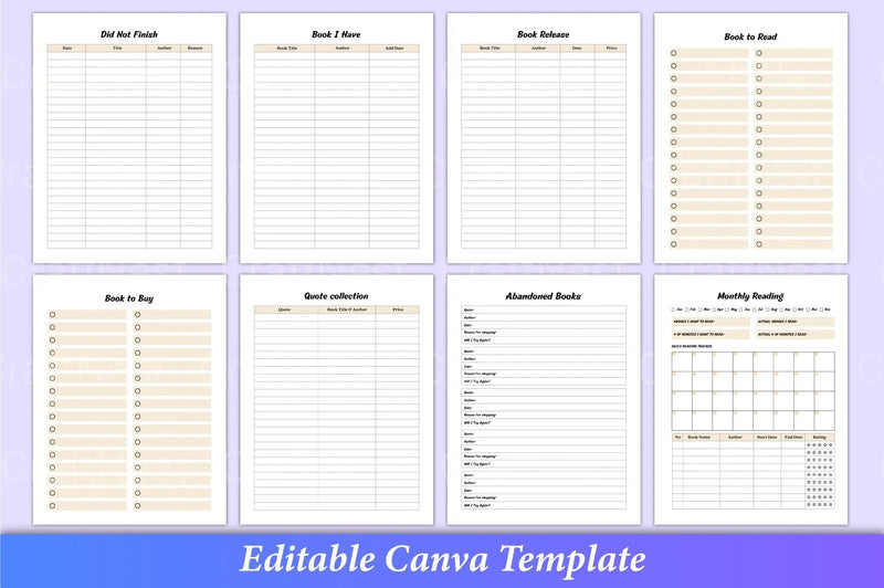 Reading Book Planner for Organized Reading - CraftNest - Digital Crafting and Art