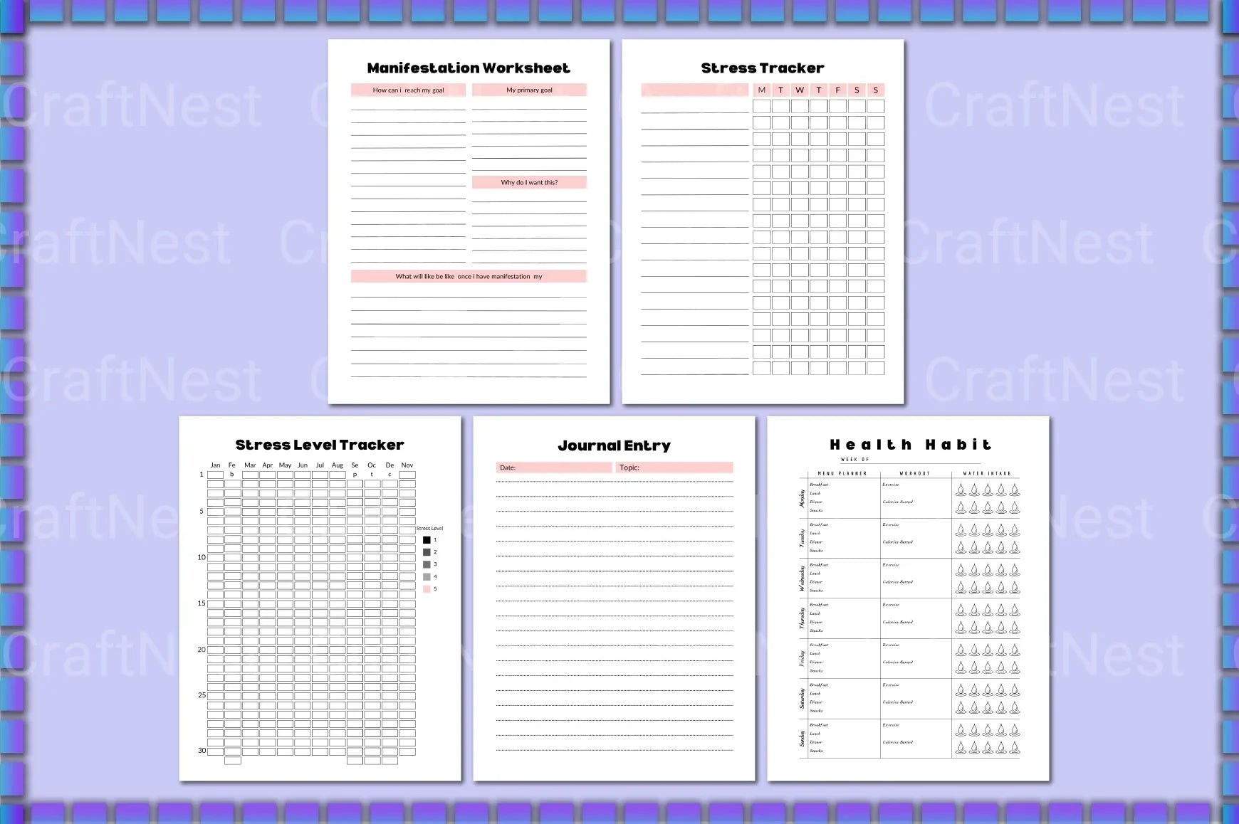 ADHD Mental Health Planner for Improved Focus - CraftNest - Digital Crafting and Art