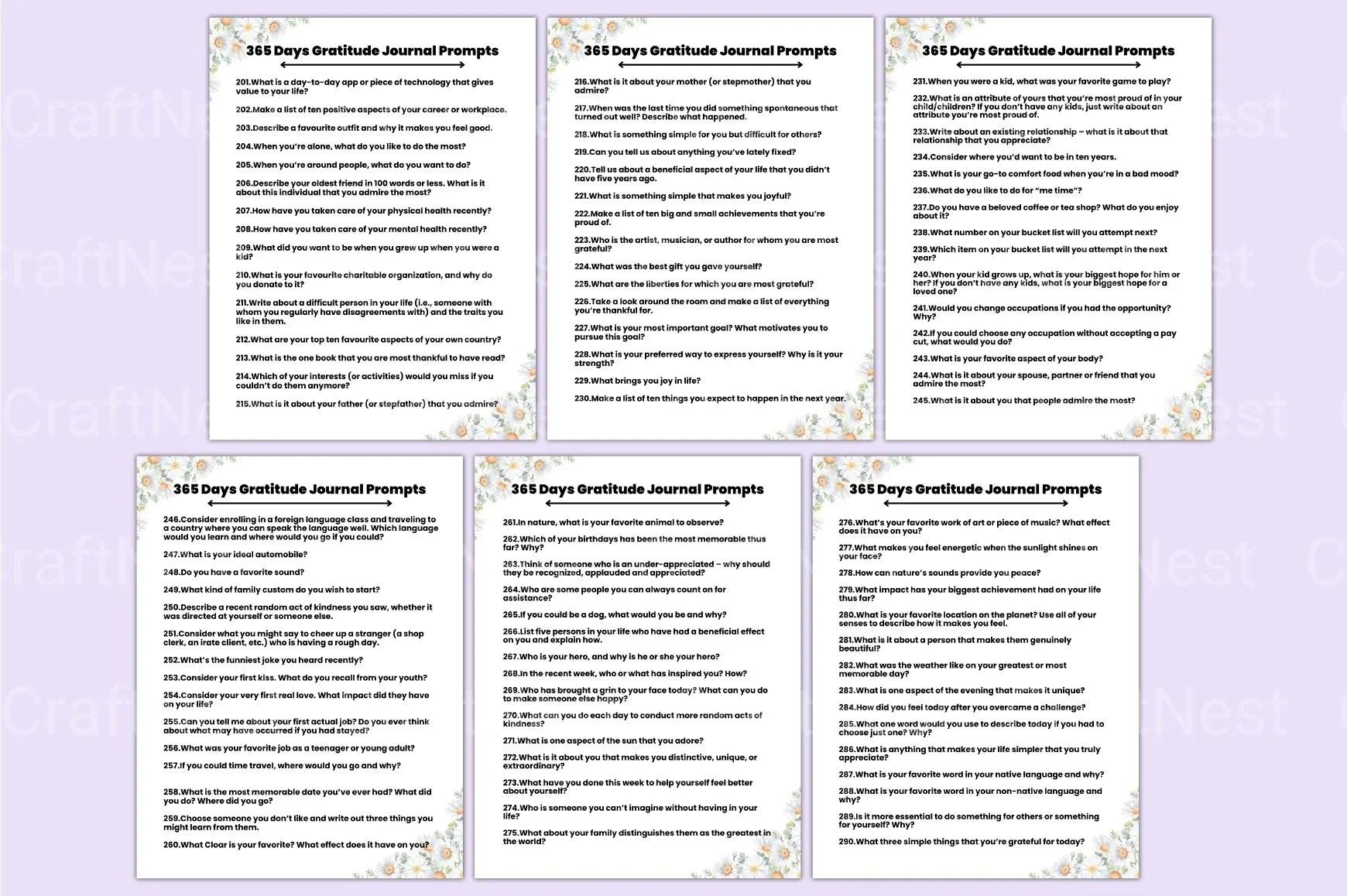 Daily Gratitude Prompts for Mindfulness - CraftNest - Digital Crafting and Art
