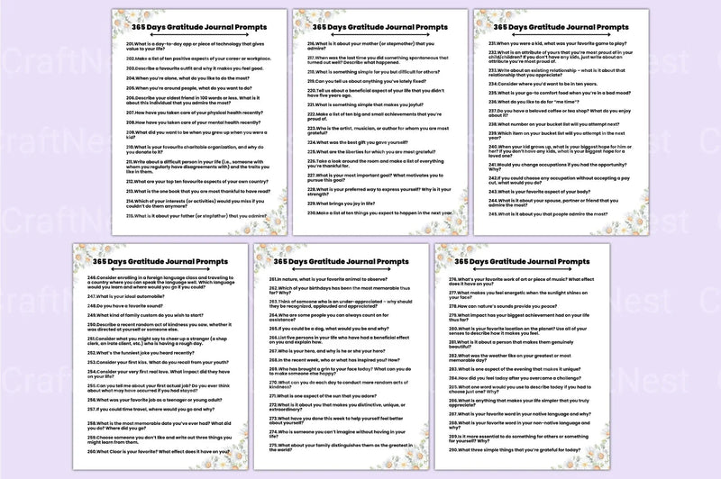 Daily Gratitude Prompts for Mindfulness - CraftNest - Digital Crafting and Art