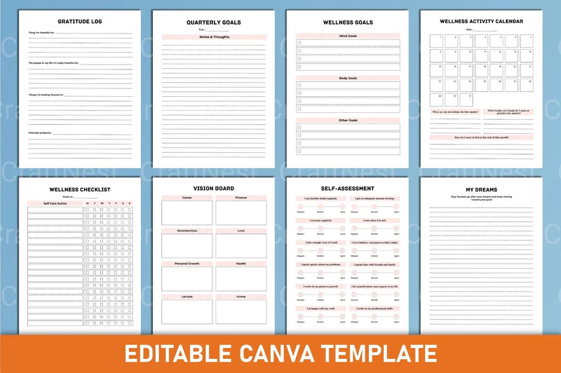 Wellness Planner Canva Interior Design - CraftNest - Digital Crafting and Art
