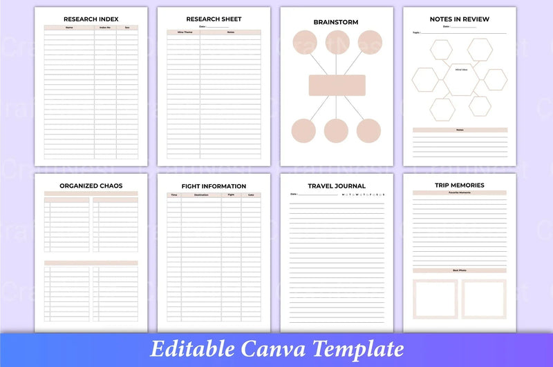 Travel Planner Canva Template Interior - CraftNest - Digital Crafting and Art