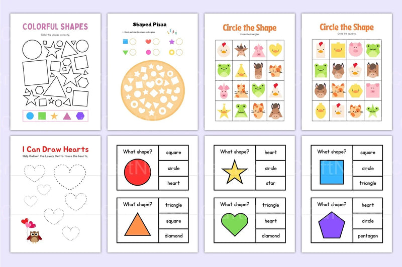 Kindergarten Shapes Workbook for Early Learning - CraftNest - Digital Crafting and Art