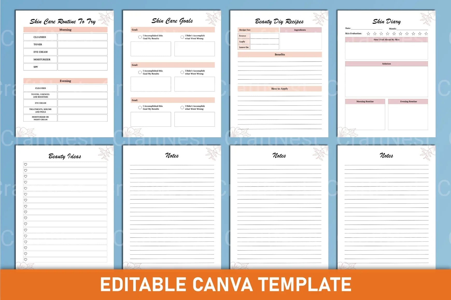 Beauty Planner Canva Template - CraftNest - Digital Crafting and Art