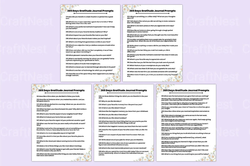Daily Gratitude Prompts for Mindfulness - CraftNest - Digital Crafting and Art