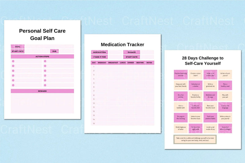 Self-Care Wellness Planner for Personal Growth - CraftNest - Digital Crafting and Art